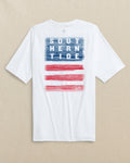 The back view of the Southern Tide Wooden Flag brrr°®-illiant Short Sleeve Performance T-Shirt by Southern Tide - Classic White